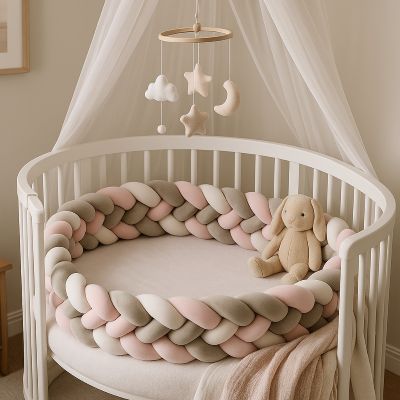 Tour de lit tressé| Rose Blanc Gris™ - Zoombébé