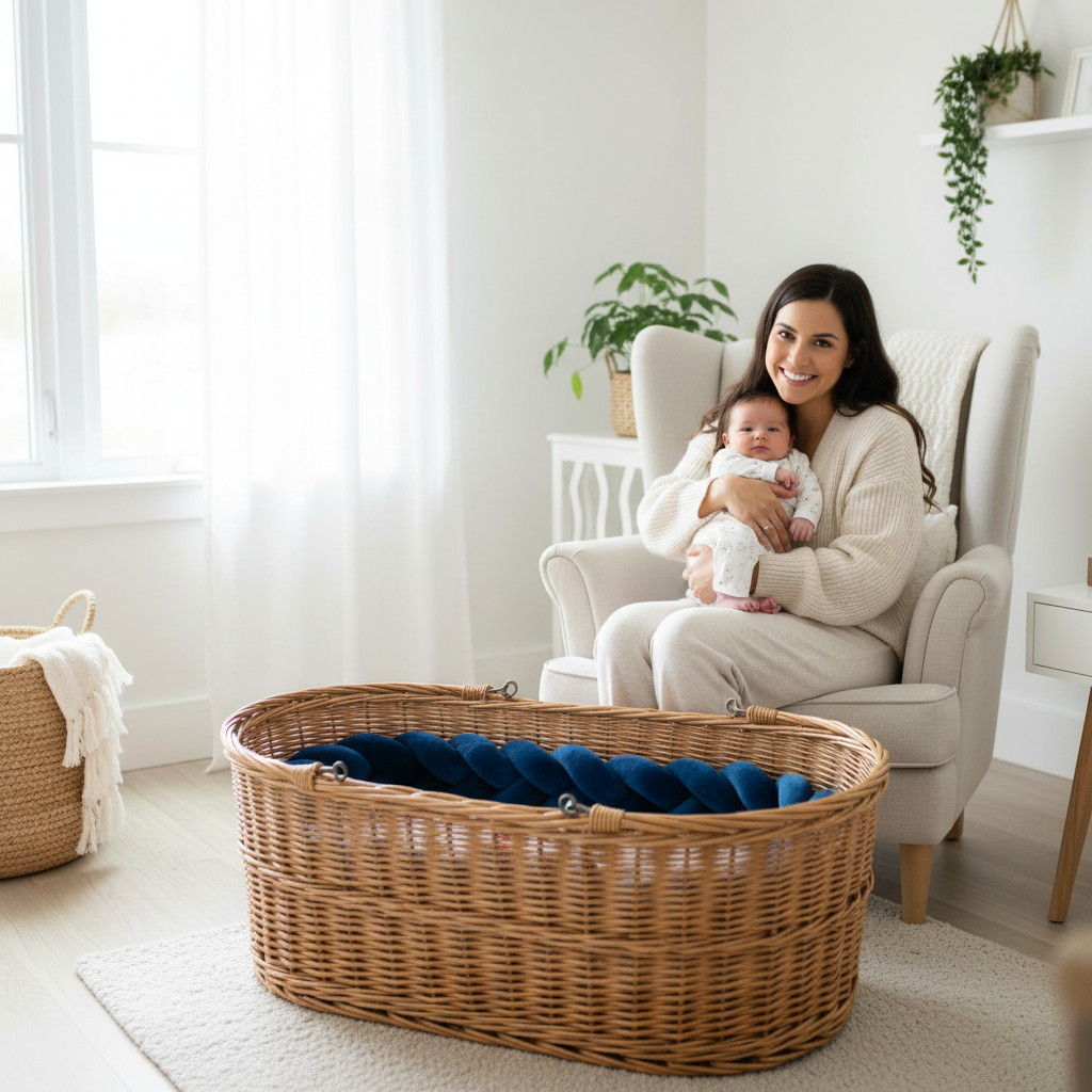 Tresse bleu marine couffin - maman bébé