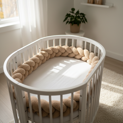tresse de lit bebe bouclette beige lit rond berceau
