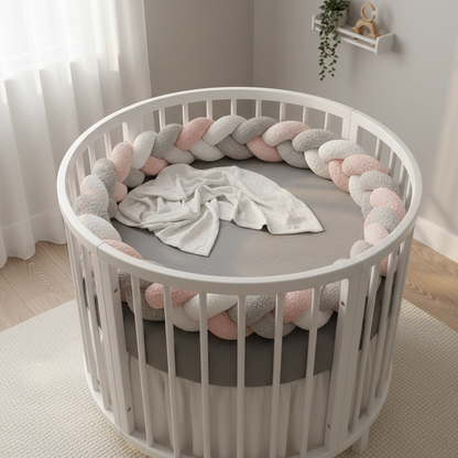 Tresse de lit bebe | Bouclette blanc rose gris