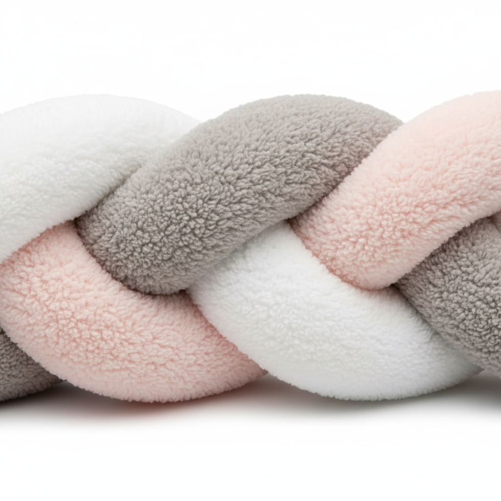 Tresse de lit bebe | Bouclette blanc rose gris
