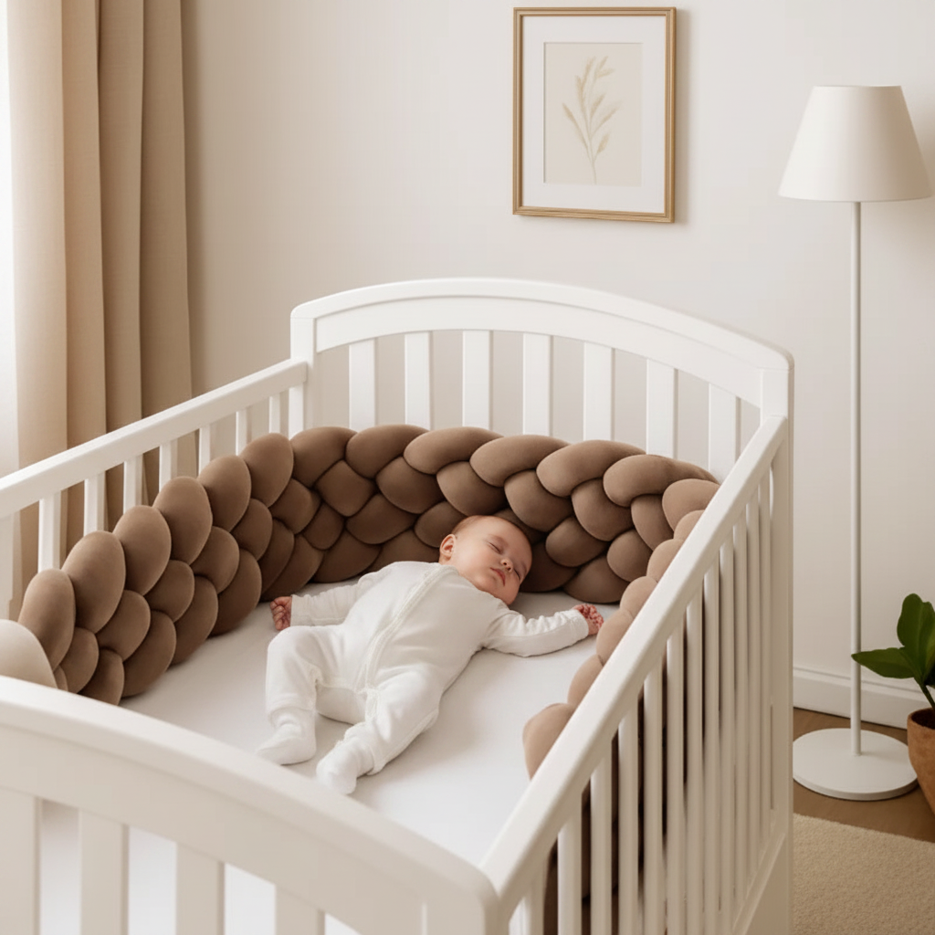 Tresse de lit bébé marron bébé endormi