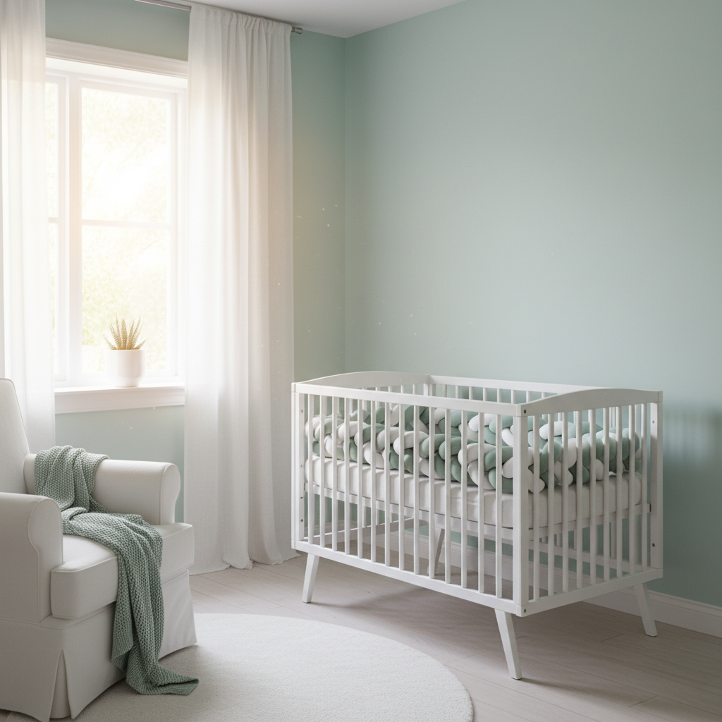 tresse de lit vert nursery scandinave