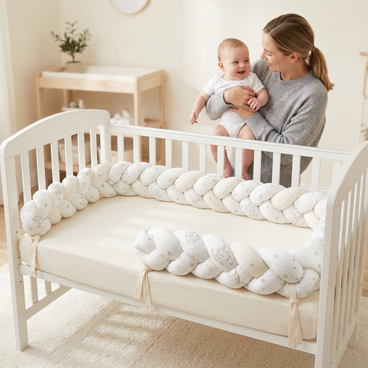 tresse lit bebe etoiles grises maman
