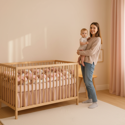 Tresse velours dans le lit - maman porte bébé