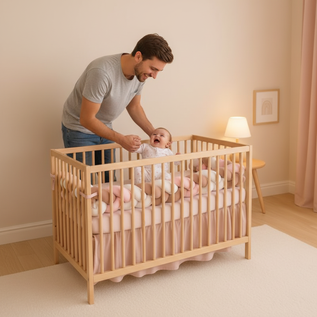 Tresse velours dans le lit - papa bébé
