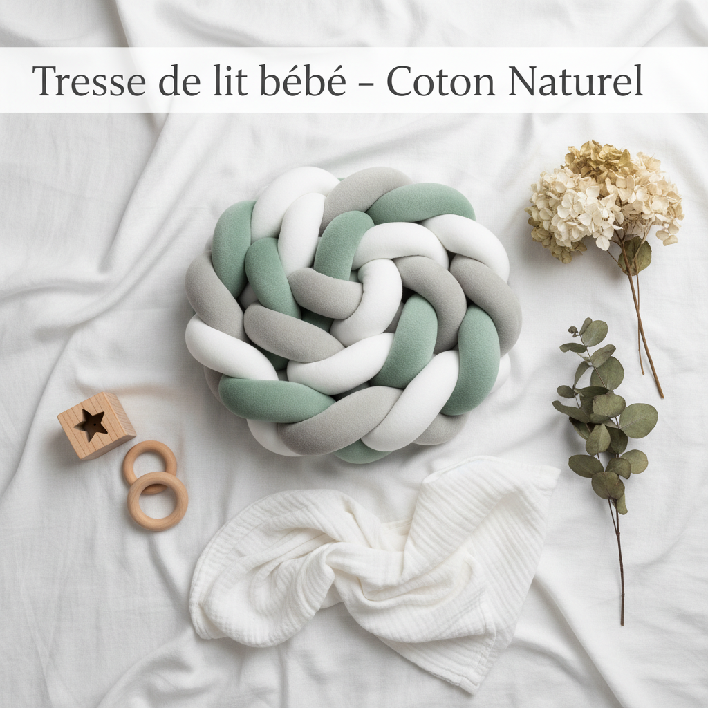 tresse vert sauge blanc gris