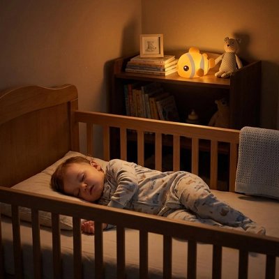 Veilleuse bébé ui dort dans son lit