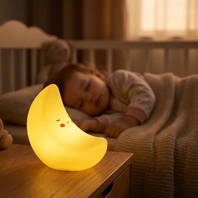 Veilleuse bébé devant bebe qui dort