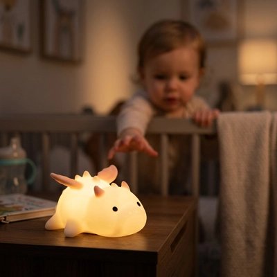 Veilleuse bébé pose sur chevet