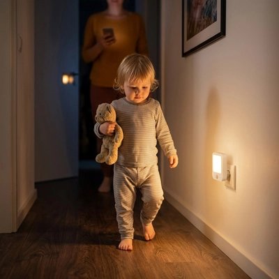 Veilleuse murale devant bebe qui marche