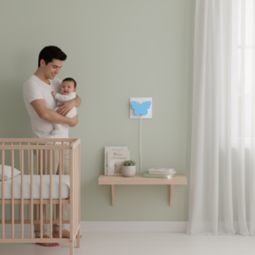 veilleuse papillon dans une chambre bebe