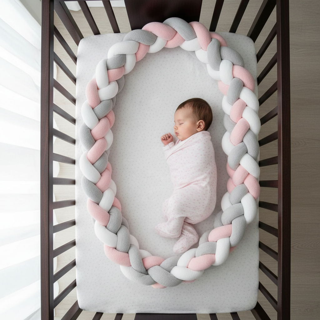 Tresse de lit| Rose Gris Blanc