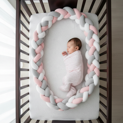 Tresse de lit| Rose Gris Blanc